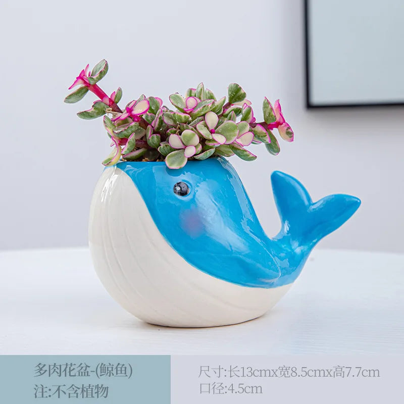 Creative Ceramic Cartoon Vase Cute Animal Panda Cactus Plant Potted Home Gardening Ornaments Ceramic Vase Gift Home Decoration