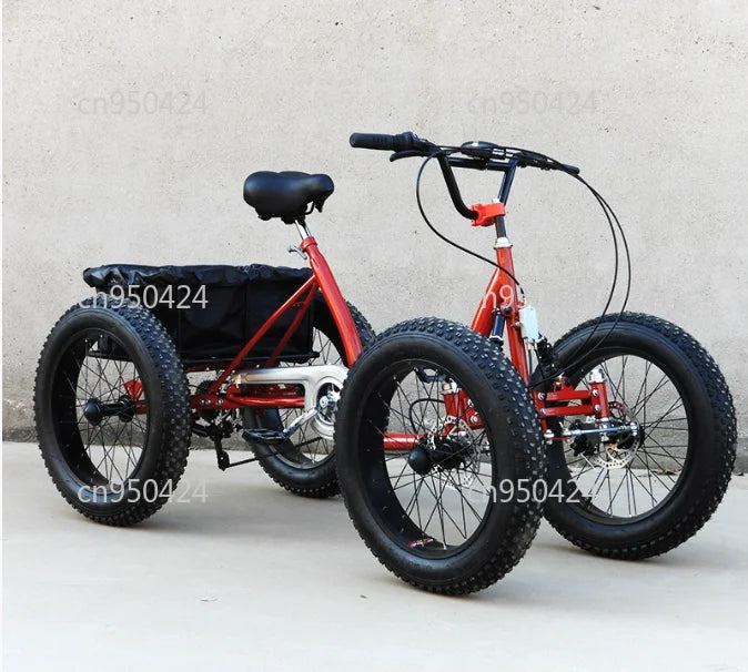 20inch cargo bike fat tire 4 wheel bicycle pedal four wheeler can be used as cargo for city travel with storage basket bicicleta