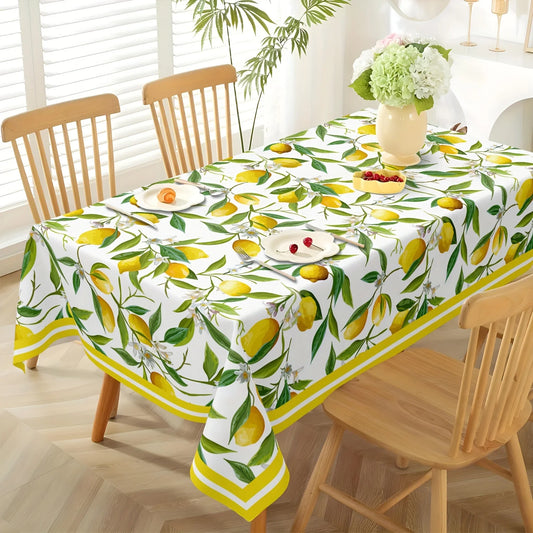 Yellow Lemon Floral Rectangle Waterproof Tablecloth Party table Decor Farmhouse Kitchen Dining Tablecloth Wedding Decorations
