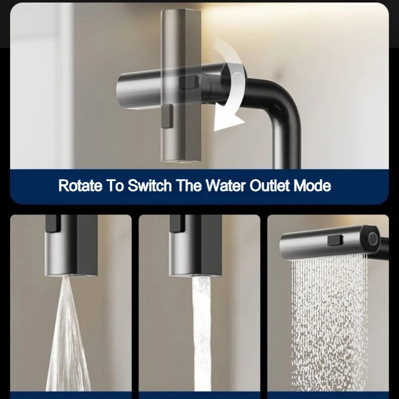 Waterfall Temperature Digital Display Pull Out Kitchen Faucet 3 Modes Stream Sprayer Hot Cold Water Sink Mixer Wash Tap