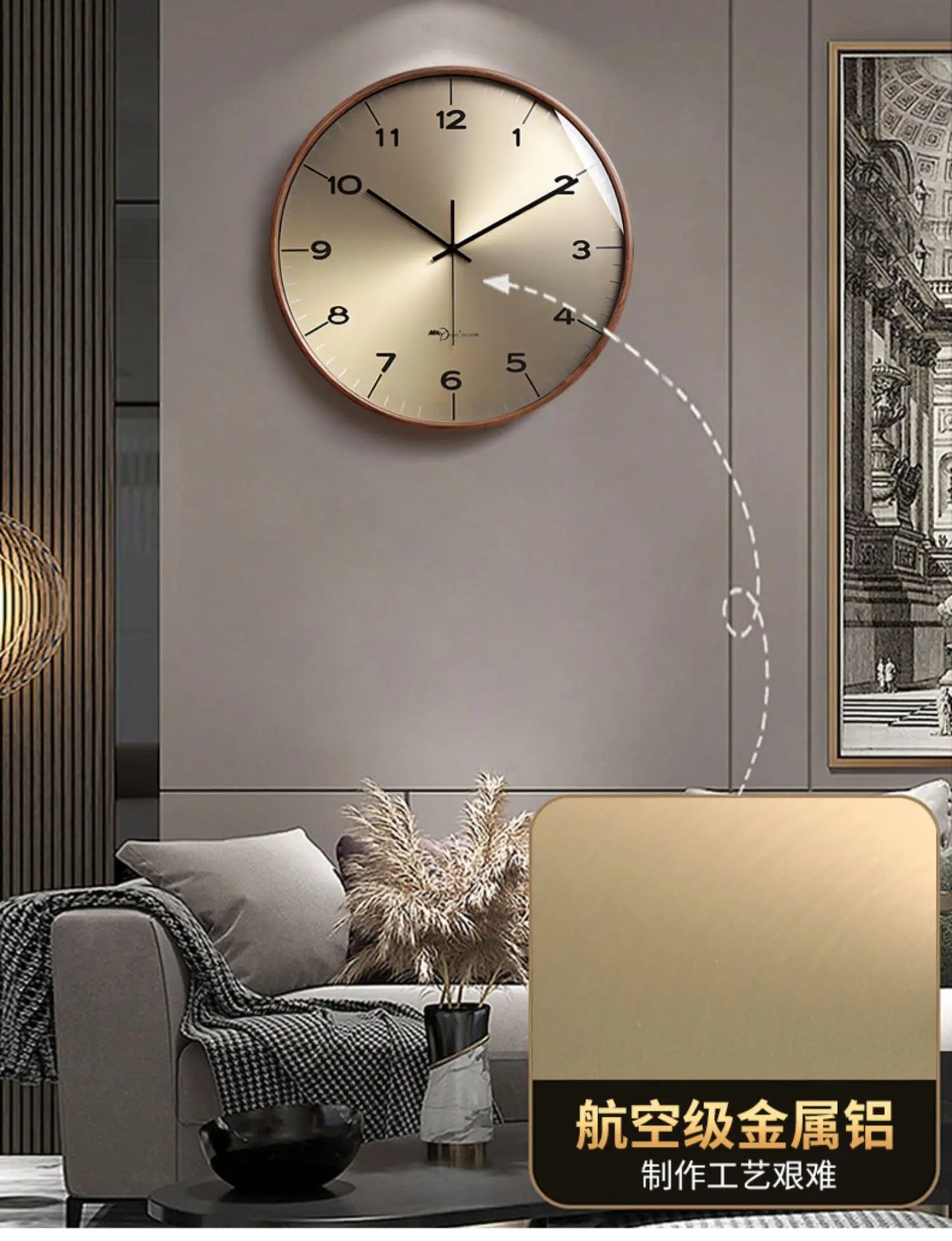 New modern simple solid wood wall clock living room household wall decoration clock
