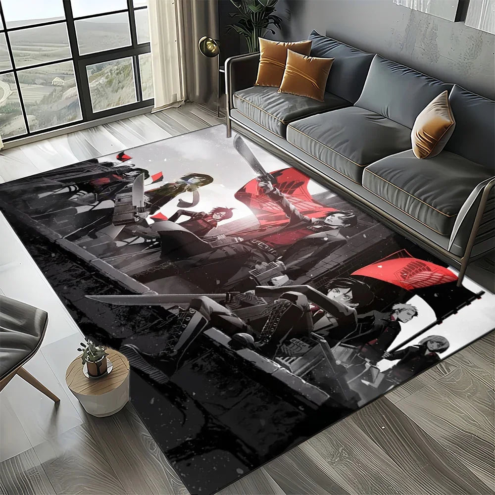 2025 Attack on Titan Eren Anime Cartoon Carpet Rug for Bedroom Living Room Home Sofa Decoration,kids Play Decor Floor Mat Gift