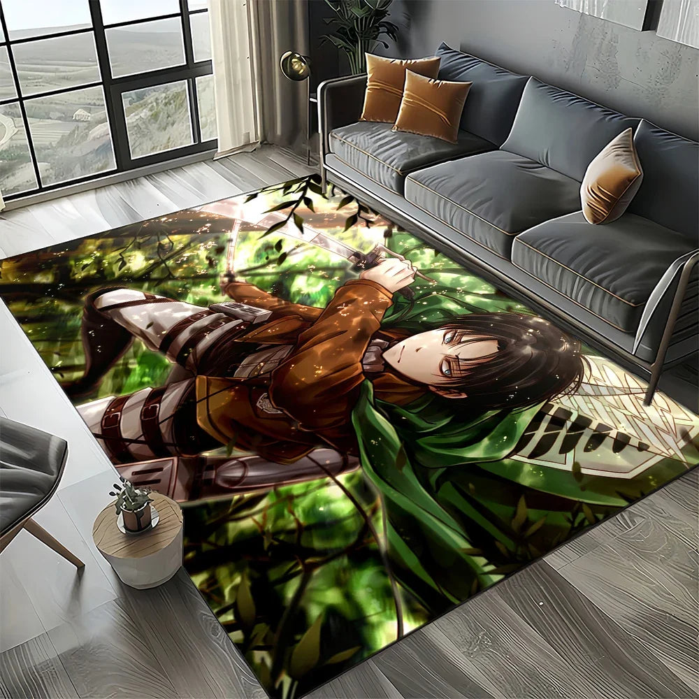 2025 Attack on Titan Eren Anime Cartoon Carpet Rug for Bedroom Living Room Home Sofa Decoration,kids Play Decor Floor Mat Gift