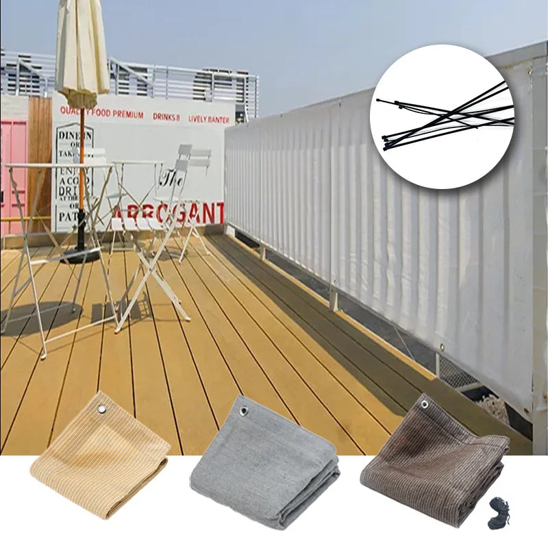 Beige Balcony Privacy HDPE Screen Fence Windscreen Cover Fabric Shade Netting UV Protection for Patio Backyard Porch Railing