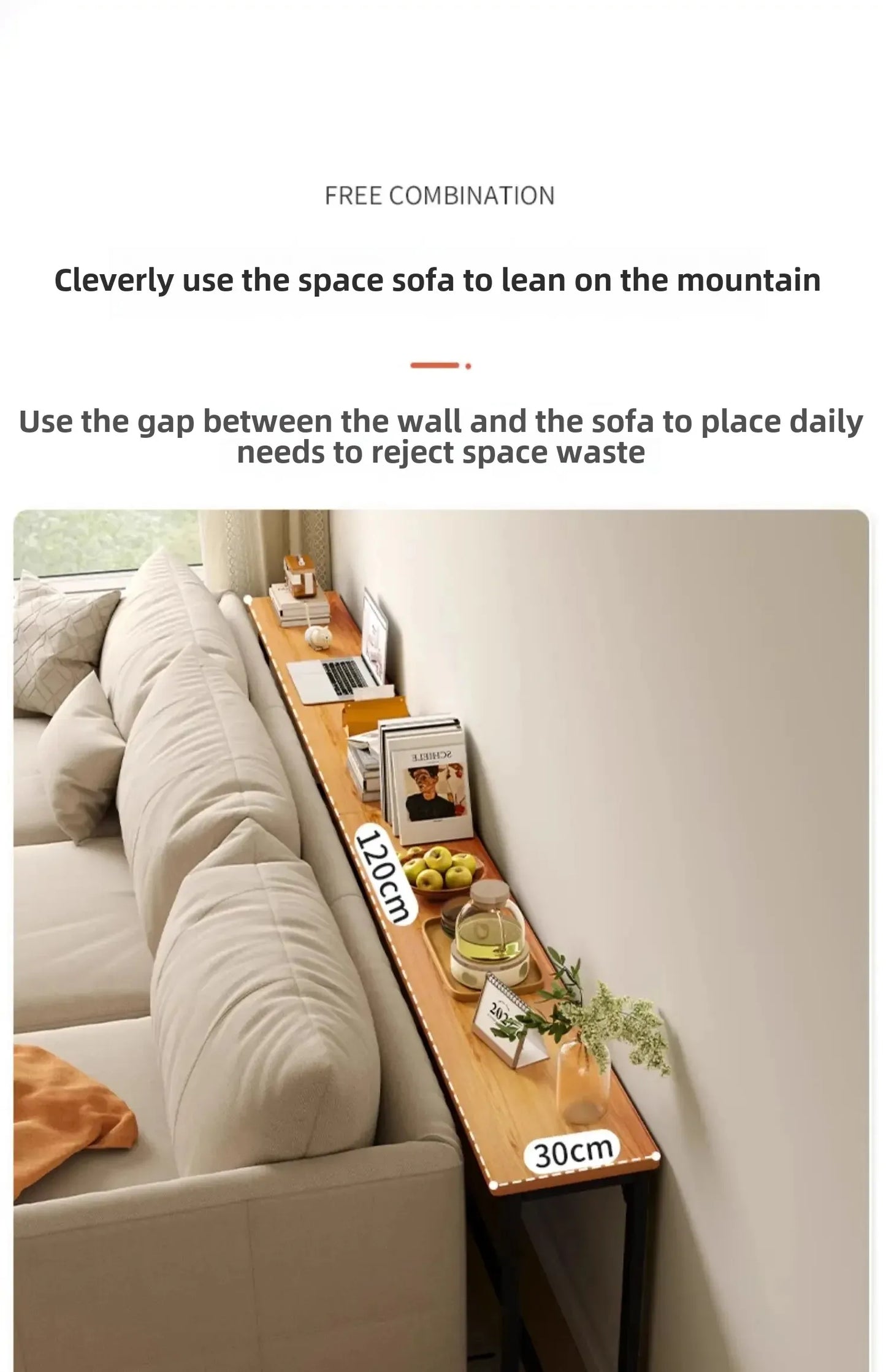 Rear Sofa Gap Table Narrow Side Table Multi-functional Living Room Long Partition Rack Bed Tail Storage Space-Saving Furniture