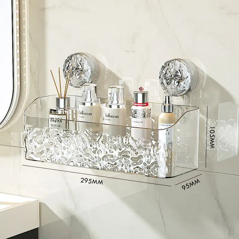 Large Capacity Light Luxury Style Glacier Pattern Suction Cup Shelf with Strong Load-bearing For Home Bathroom