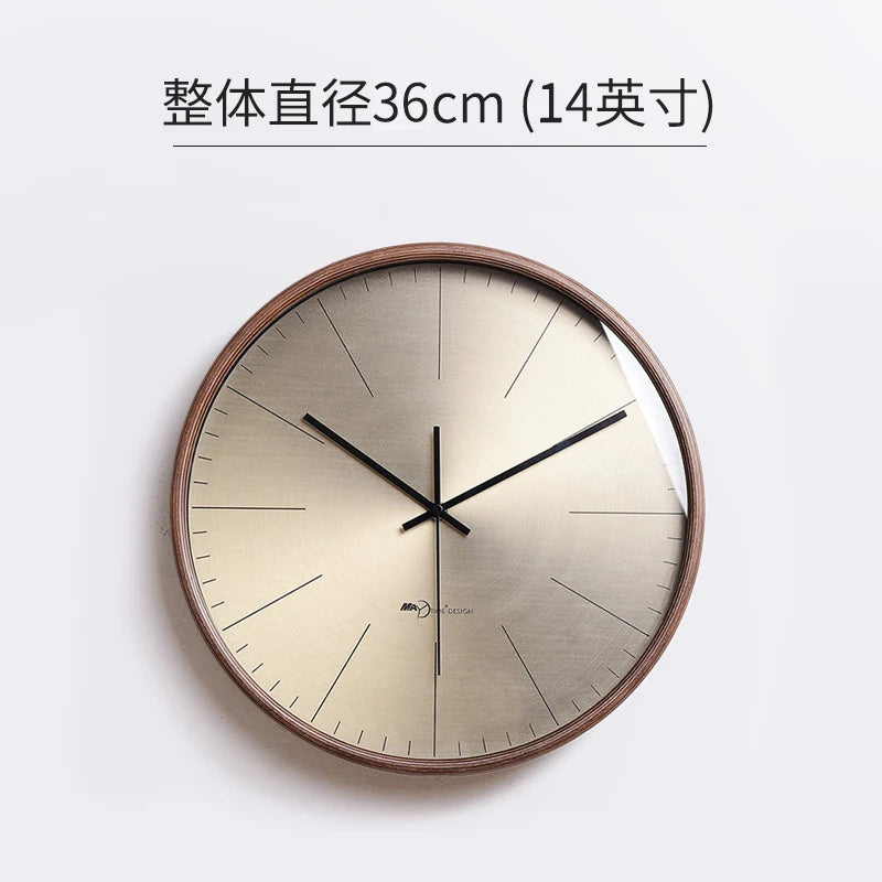 New modern simple solid wood wall clock living room household wall decoration clock