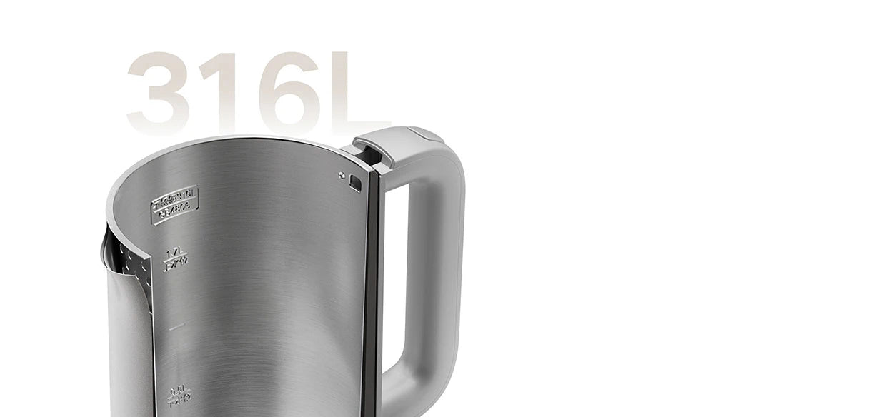 MIJIA Electric Kettles S1,Double Wall,1800W,4 Safety, Food-Grade 316L Stainless,1.7L Water Boiler,CN Version with Adapter
