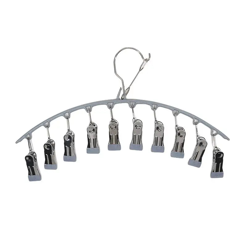 Galvanized Clothes Drying Hanger Windproof Clothing Rack 10 Clips Sock Laundry Airer Underwear Socks Holder Hangers