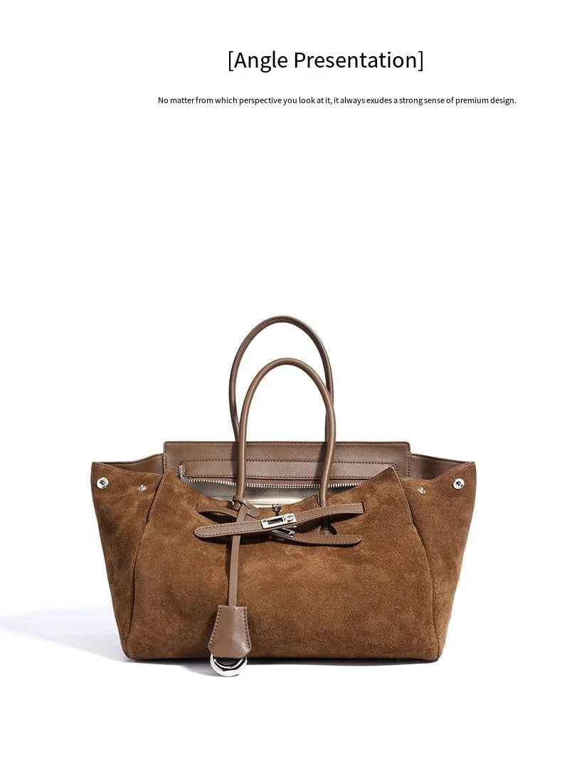 Early Autumn Retro Suede Tote Bag Women's New Versatile Single oulder Bag Commuter Bag Handbag for Outdoor Use