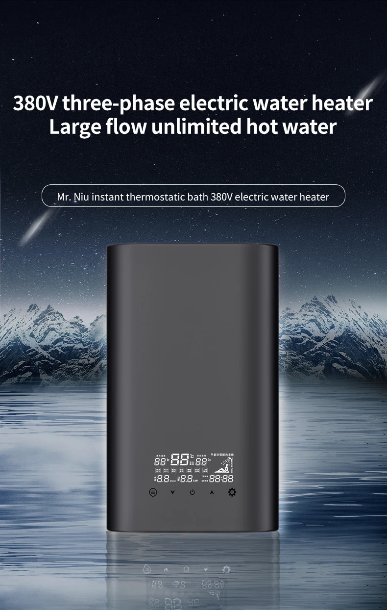 3 Phase 380V 24Kw Electric Tankless Water Heater Household Bath Instant Fast Heat Large Amount of Water For Shower Bathroom