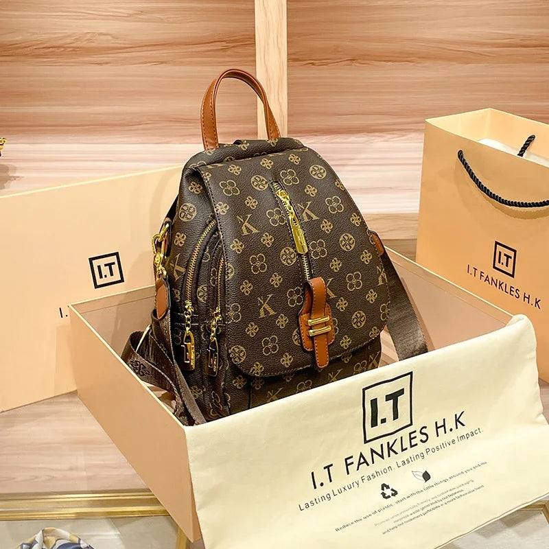 Women’s Fashion Leather Backpack Travel Ready Stylish and durable design, perfect for everyday use, school, or travel.