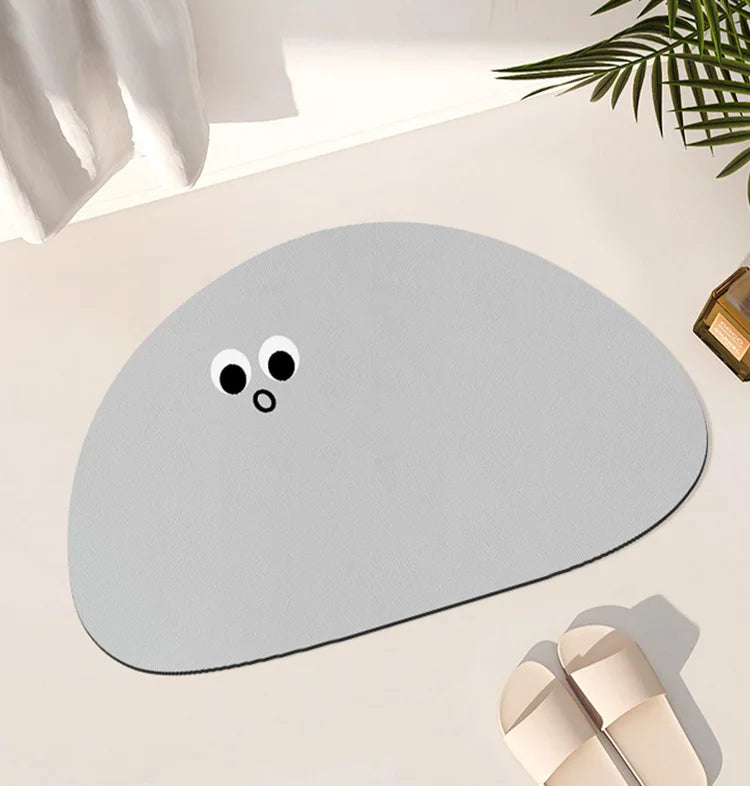 Cartoon funny expression irregular bathroom non-slip mat toilet door absorbent floor mat household diatom mud floor mat