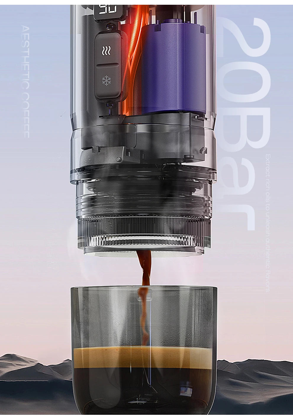 HiBREW H4C Portable Espresso Coffee Machine Wireless Heating Removable Battery Barista Ground Coffee Bottomless Extraction