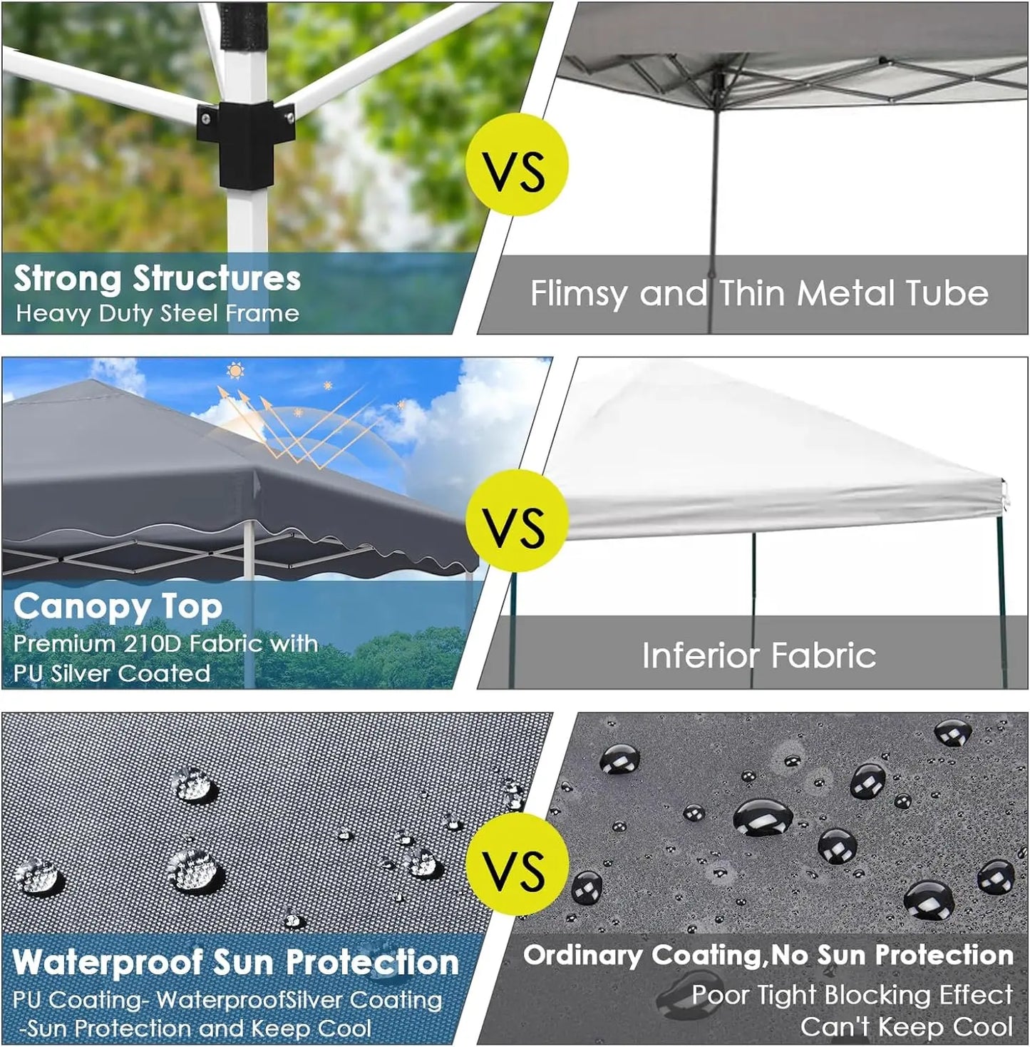 3x3M Gazebo Tent Pop up Canopy Instant with Bag Bonus 4 Weight Sandbags,& Carry Bag Foldable Shelter Outdoor Garden Tent