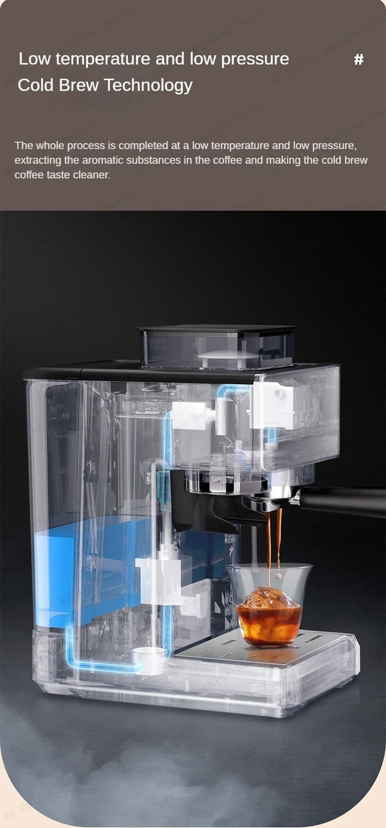 Semi-automatic Grinding and Extraction Espresso Machine, Steam milk espresso coffee machine, Can Extract Cold/hot Coffee