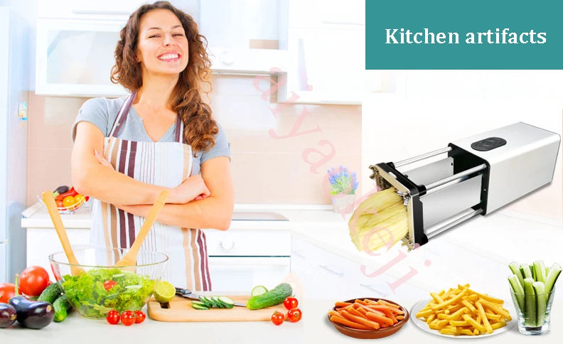 110V-240V Commercial Electric Potato Cutter Potato Chip Cutter French Fries Vegetable Cutting Machine Food Processor