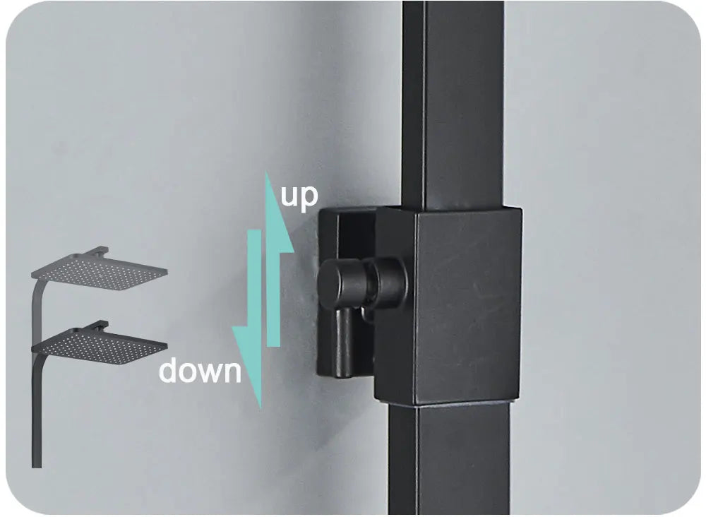 Black Display Thermostatic Shower Faucet Set Rainfall Bathtub Tap With Bathroom Shelf Water Flow Produces Electricity
