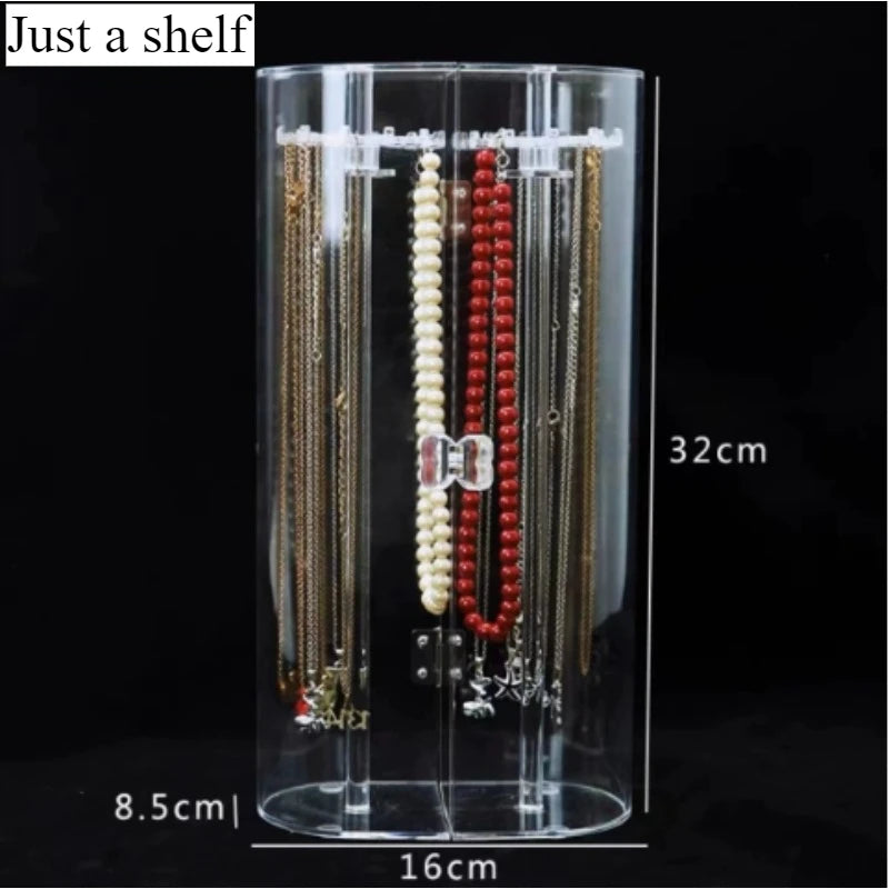 1pcs Transparent Jewelry Organizer Dustproof Necklace Bracelet Watch Display Stand Home Jewelry Storage Case