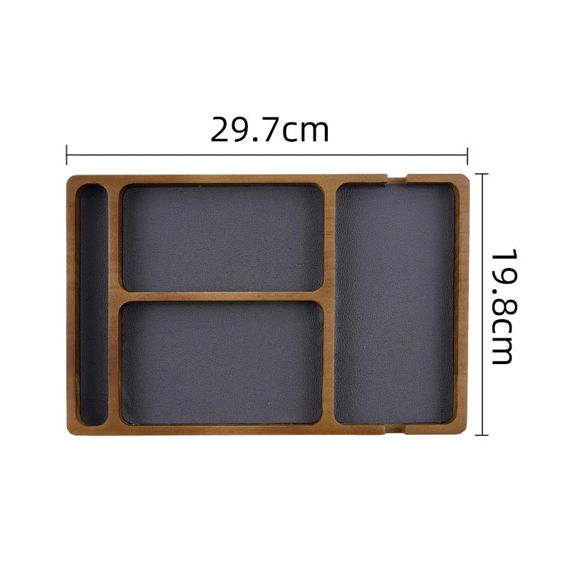 Wooden Desktop Storage Organizer Box With Compartments Home Office Glasses Mobile Phone Earphones Sundries Storage Box