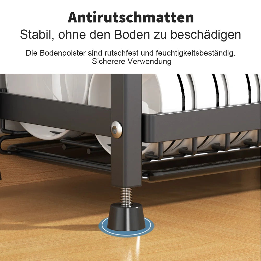 Dish Drying Rack 2/3-Tier Kitchen Dish Rack Drainboard Set Dish Drainer with Utensil Holder Countertop Dinnerware Storage