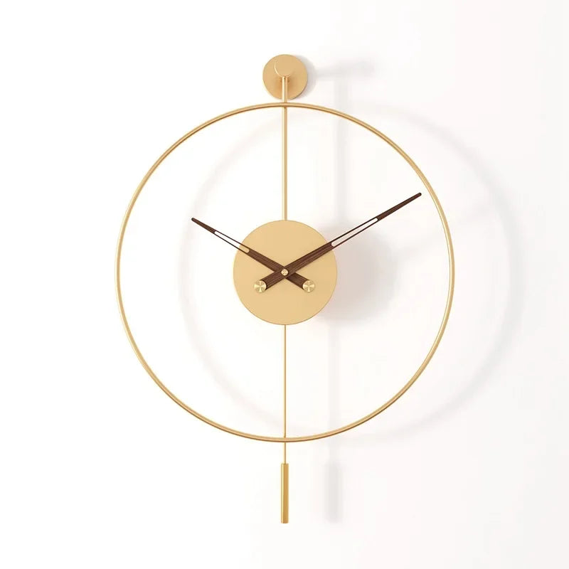 Spanish Minimalist Metal Wall Clock No Drill Installation Modern Industrial Style Large Silent Quartz Clock for Living Room