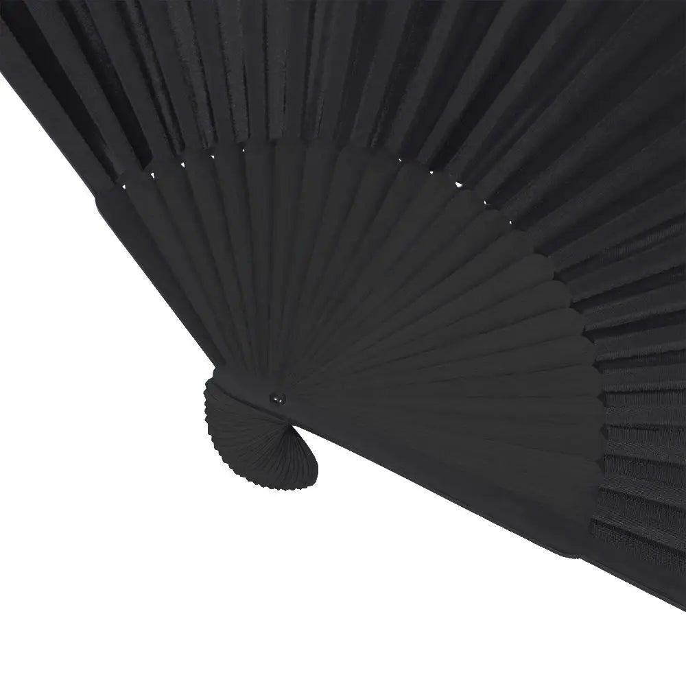 8.27"(21cm) Black Silk Folding Fan Chinese Style Hand Held Bamboo Fans Ribs Home Party Decoration Dance Props Desktop Ornament