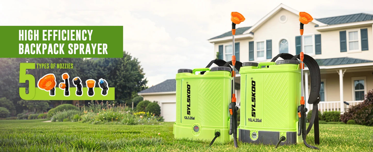 3.2 Gallon Backpack Electric Sprayer 80 PSI Battery-powered garden sprayer compatible with 18V batteries. Perfect for lawn care, weed control, and easy outdoor spraying.