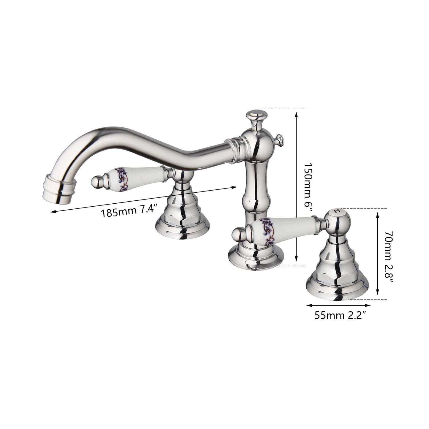 Bathroom Basin Faucet Set – Double-Handle Deck-Mounted
Includes 3-piece brass and chrome taps for hot and cold water. Stylish and durable mixer faucet set for bathtubs and sinks.