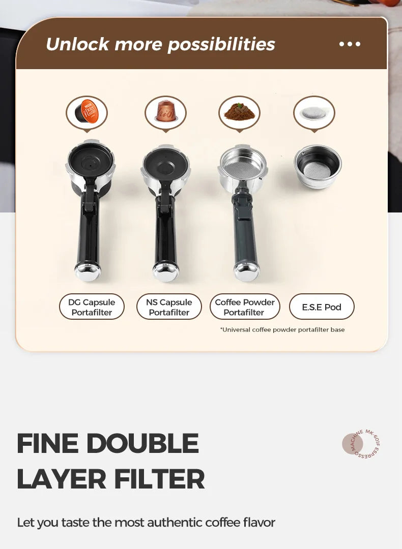 Cafelffe 4in1 Cappuccino Coffee Machine Dolce gusto Nes Capsule Espresso Maker ESE Pod Ground Gift for Lover,Dad,Mom Cafetera