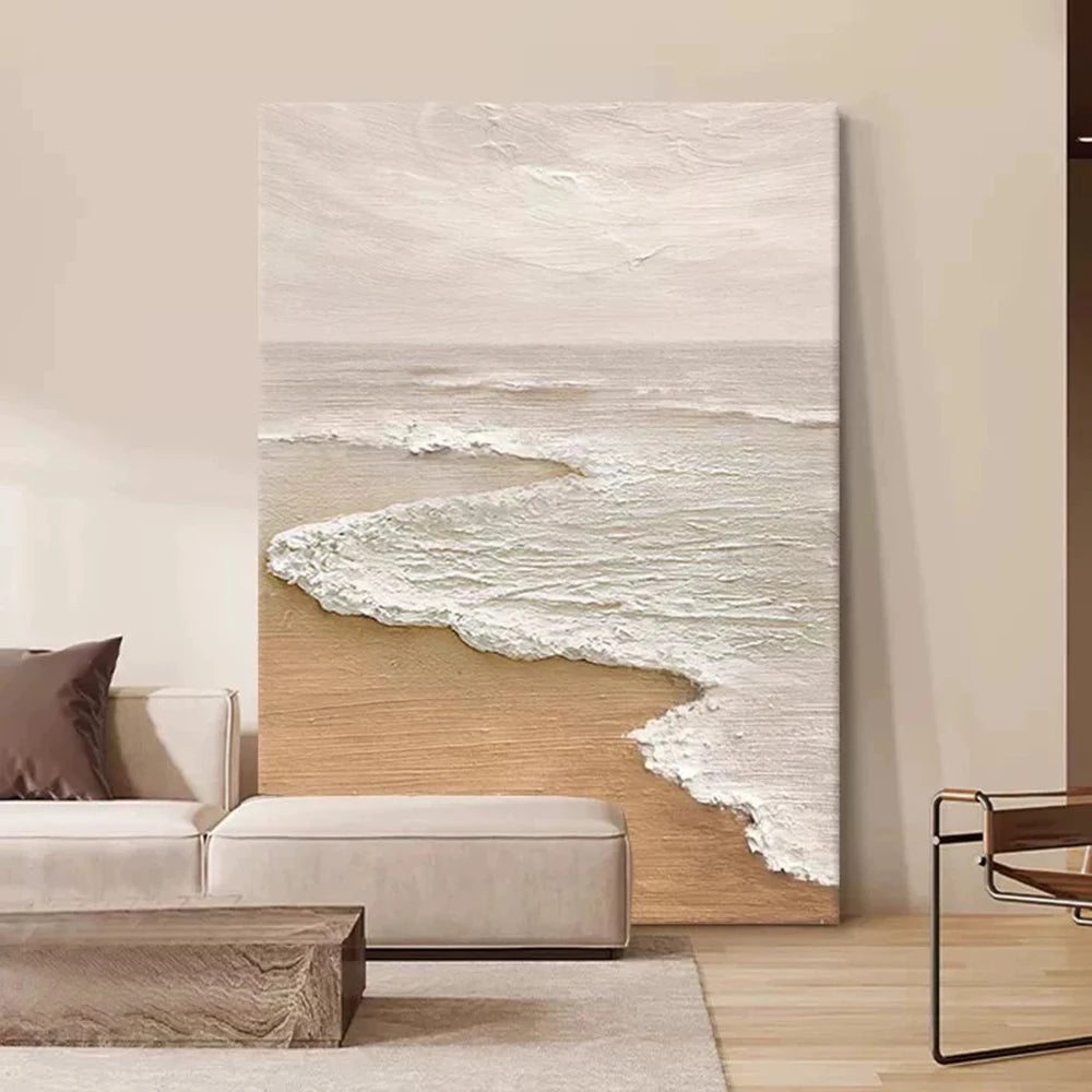 Mintura,Nordic Hand-painted Oil Painting on Canvas,Abstract Seaside Landscape Wall Art Poster,Living Room Office Home Deco Mural