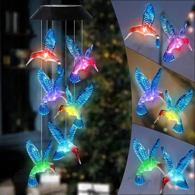 Blue Hummingbird Solar Wind Chimes Solar-powered hummingbird pendants with color-changing lights. Gentle chimes + beautiful glow at night. Perfect for courtyards, gardens, patios, or gifting. Waterproof & eco-friendly.
Wholesale available