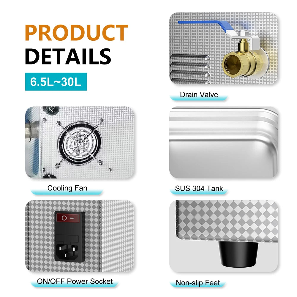 2L 3L 4L 6L 10L 15L 22L 30L Digital Ultrasonic Bath 600W Heater Timer Degas Clean Basket Ultrasound Cleaner Cleaning Tool