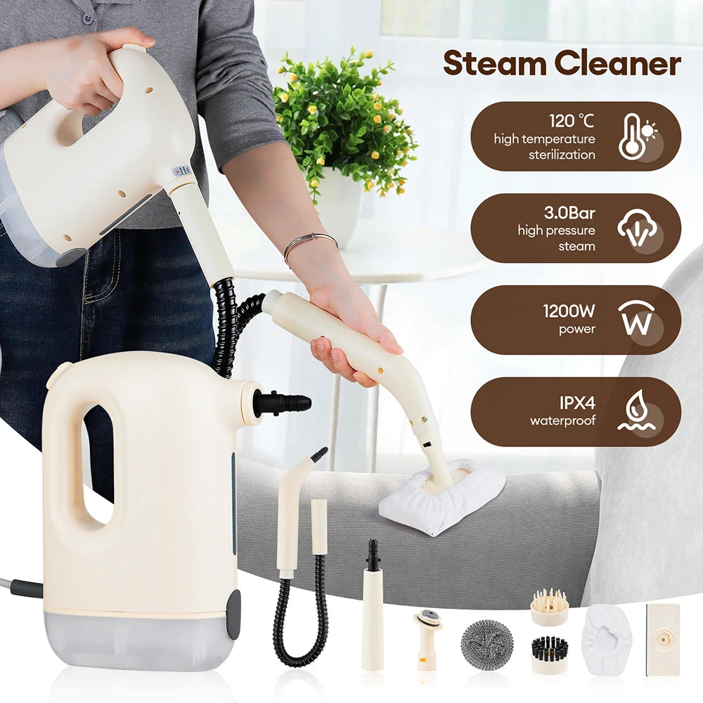 1200W Hand-held Steam Cleaner High Temperature Pressurized Steam Cleaning Air Conditioning Kitchen Hood Car Electric Cleaner