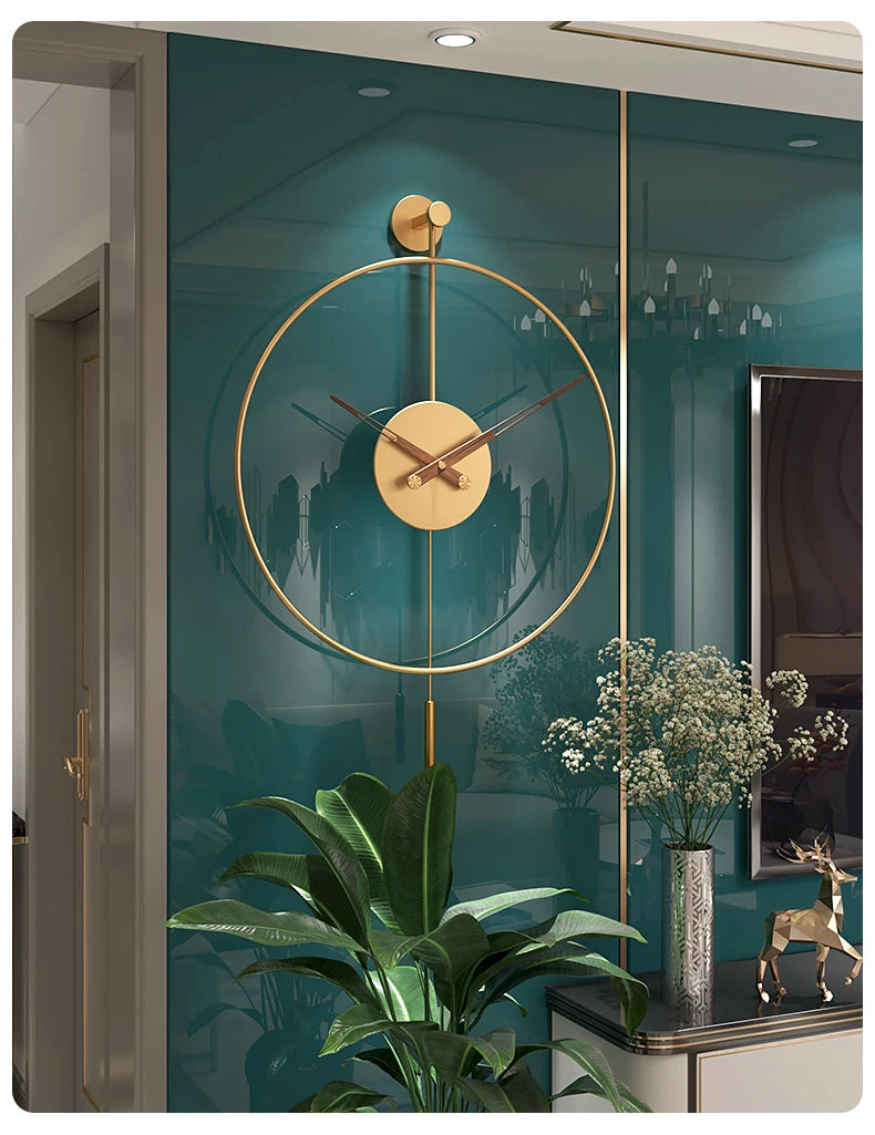 Spanish Minimalist Metal Wall Clock No Drill Installation Modern Industrial Style Large Silent Quartz Clock for Living Room