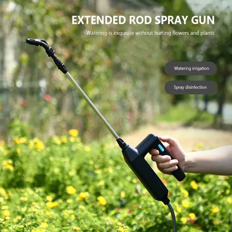 Electric Water Sprayer Rechargeable Telescopic Handle Battery Powered Sprayer Wand 7.4V 3/5/8M Hose with 3 Mist Nozzles