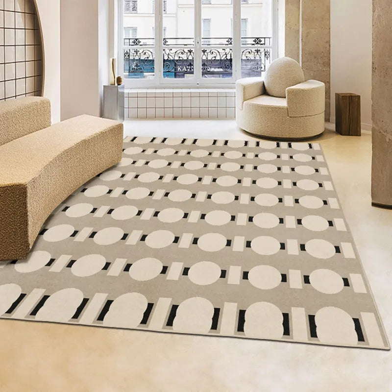 French Retro Rugs for Bedroom Checkerboard Living Room Decoration Carpet Ins Wind Plaid Bedside Floor Mat Large Area Plush Rug