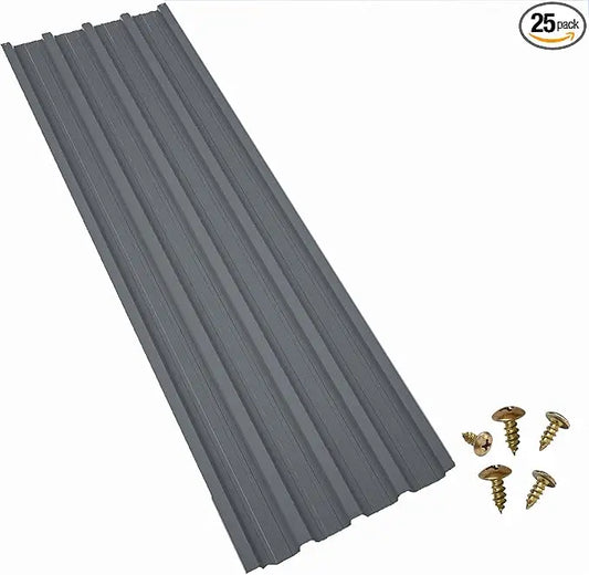 Galvanized Steel Roof Panels, L60.63"×W16.77" Heavy Duty Roofing Panel, Roof Protector for Garages, Sheds, (25PCS, 176.5 ft²)