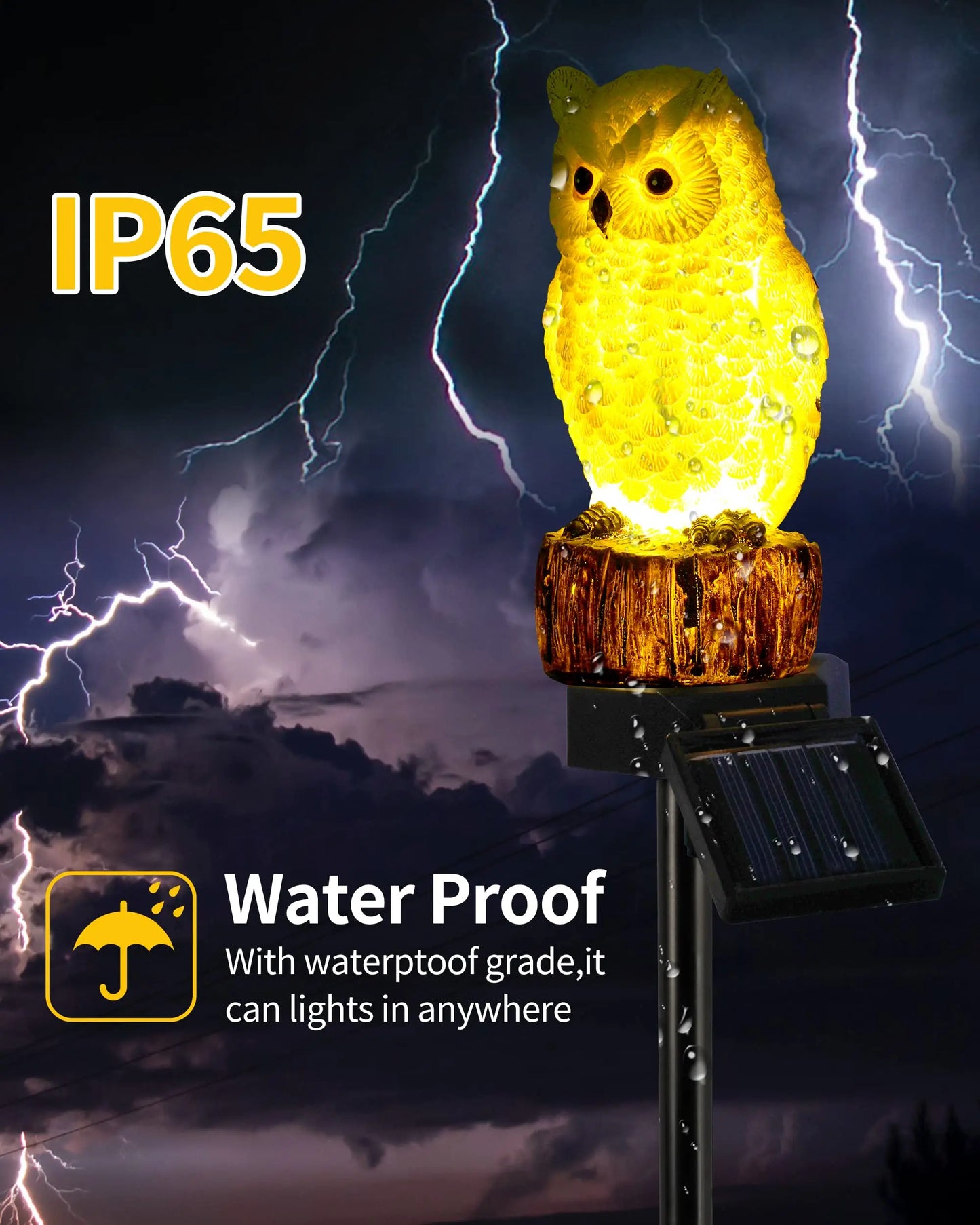Owl solar decorative garden post lighting, waterproof outdoor figurine lights decorate statue aisles, courtyards, lawns