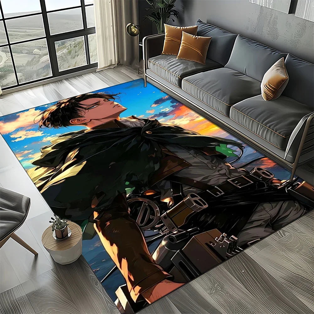 2025 Attack on Titan Eren Anime Cartoon Carpet Rug for Bedroom Living Room Home Sofa Decoration,kids Play Decor Floor Mat Gift
