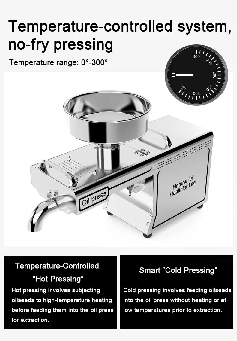 2025 Upgraded Oil Press Machine,110V/220V Dual Voltage,Low Noise Easy Clean Small Business/Household, Food Grade Stainless Steel