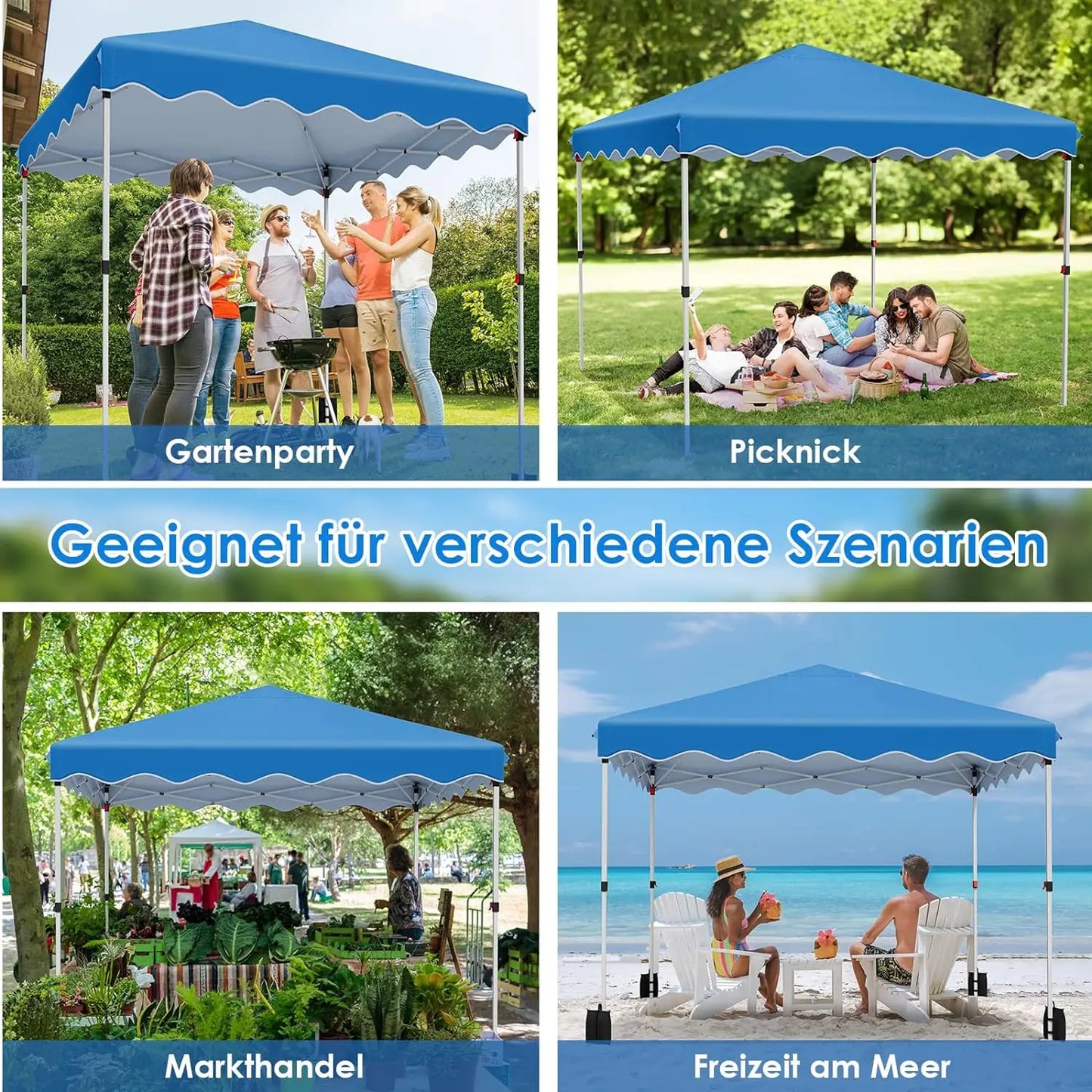 3x3M Gazebo Tent Pop up Canopy Instant with Bag Bonus 4 Weight Sandbags,& Carry Bag Foldable Shelter Outdoor Garden Tent