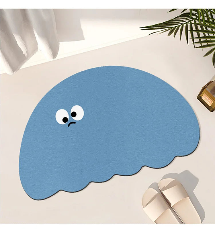 Cartoon funny expression irregular bathroom non-slip mat toilet door absorbent floor mat household diatom mud floor mat