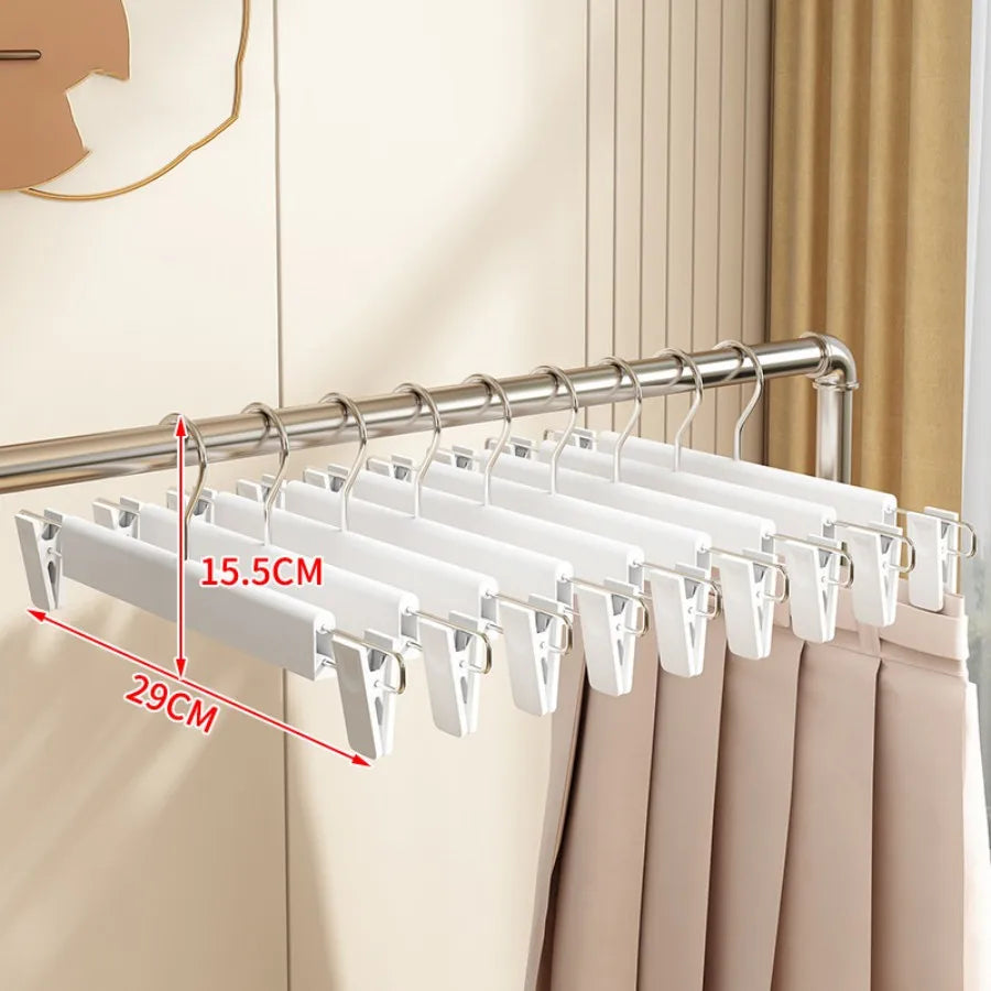 5PCS Pants Hangers with strong seamless Clips Adjustable clamp Rack Skirt Hangers Non-Slip Trousers Hanger Jeans Clothes Hangers