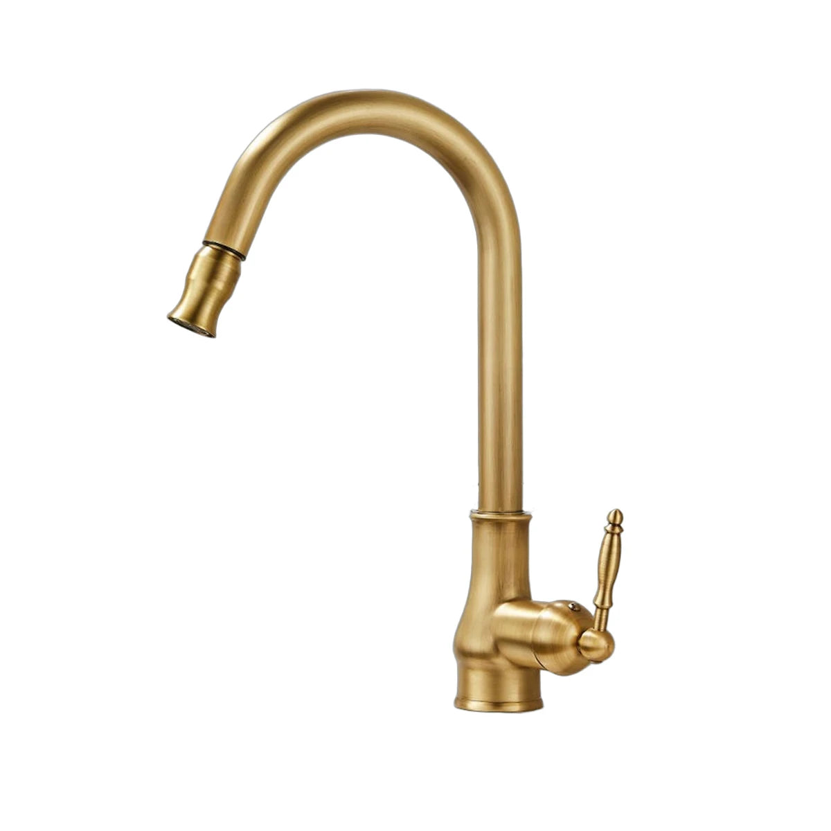 Gold Brass Pull-out Rotating Kitchen Faucet with 360° Swivel - Classic Sink Faucet for Modern Kitchen, Durable Water Faucet