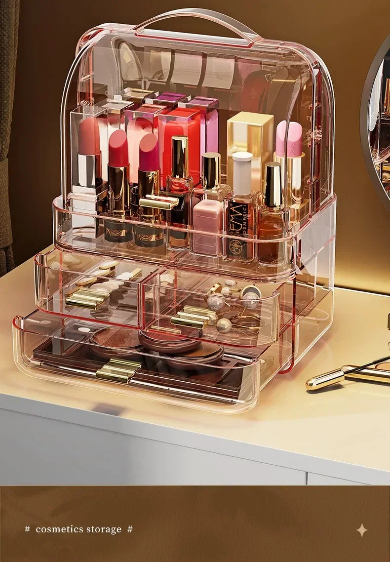 25 Transparent Lipstick Holder With Lid Lip Gloss Storage Stand Small Makeup Organzier With Handle Cosmetics Storage Display Box