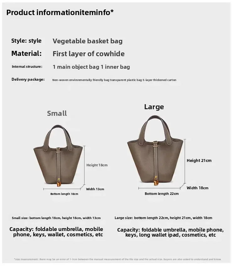 Women’s Leather Bucket Handbag A soft, stylish summer essential featuring a modern basket design with a convenient mobile phone pocket.
