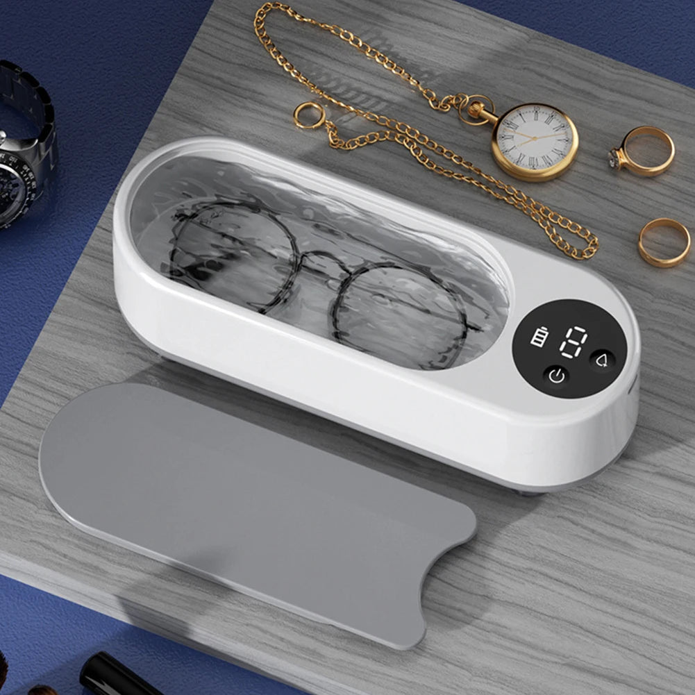 Ultrasonic Jewelry Cleaner Machine Portable Glasses Cleaner Retainer Cleaner Machine High Frequency Vibration for Coins Dentures