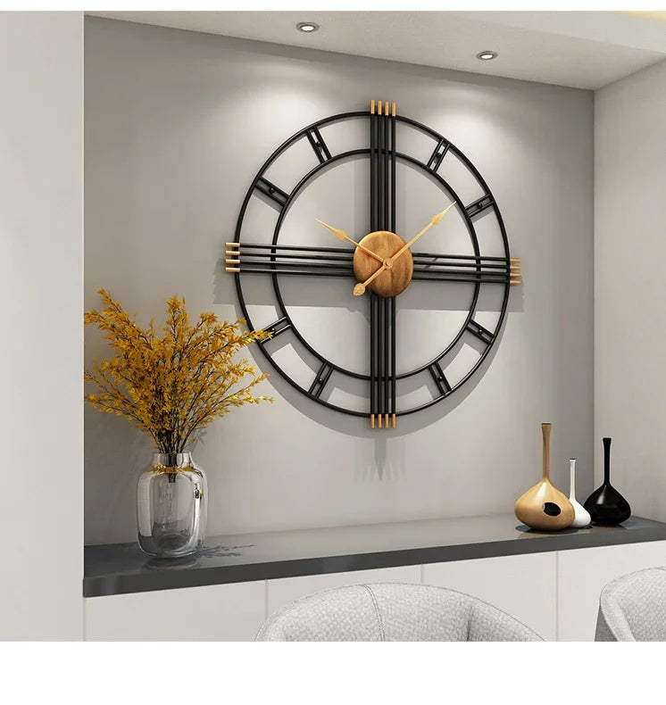 80cm Simple wall clock European style wrought iron  living room clocks creative fashion mute home modern decorative clock