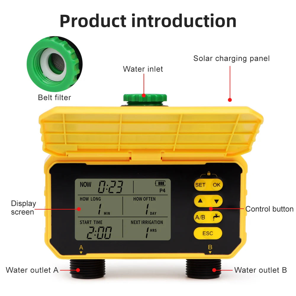 WIFI Solar Irrigation Timing Controller Smart Automatic Irrigation System for Garden Tap Valve Controller with Rain Sensor